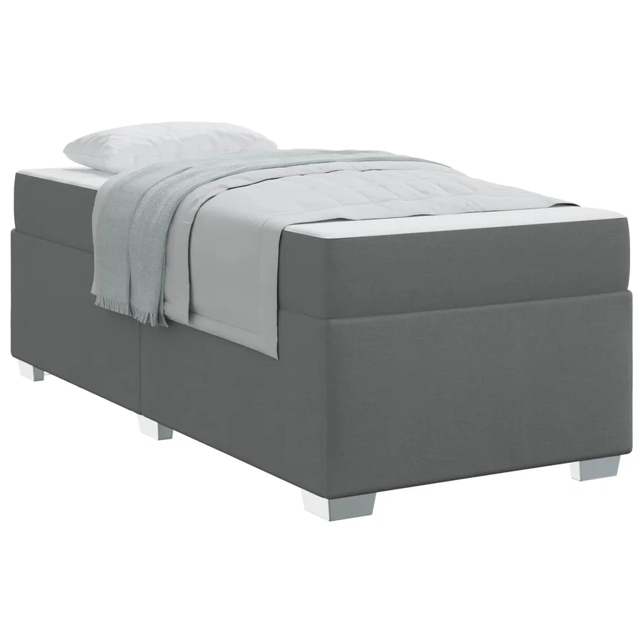 Cadre de lit avec matelas Gris foncé 90 x 190 cm tissu - 2