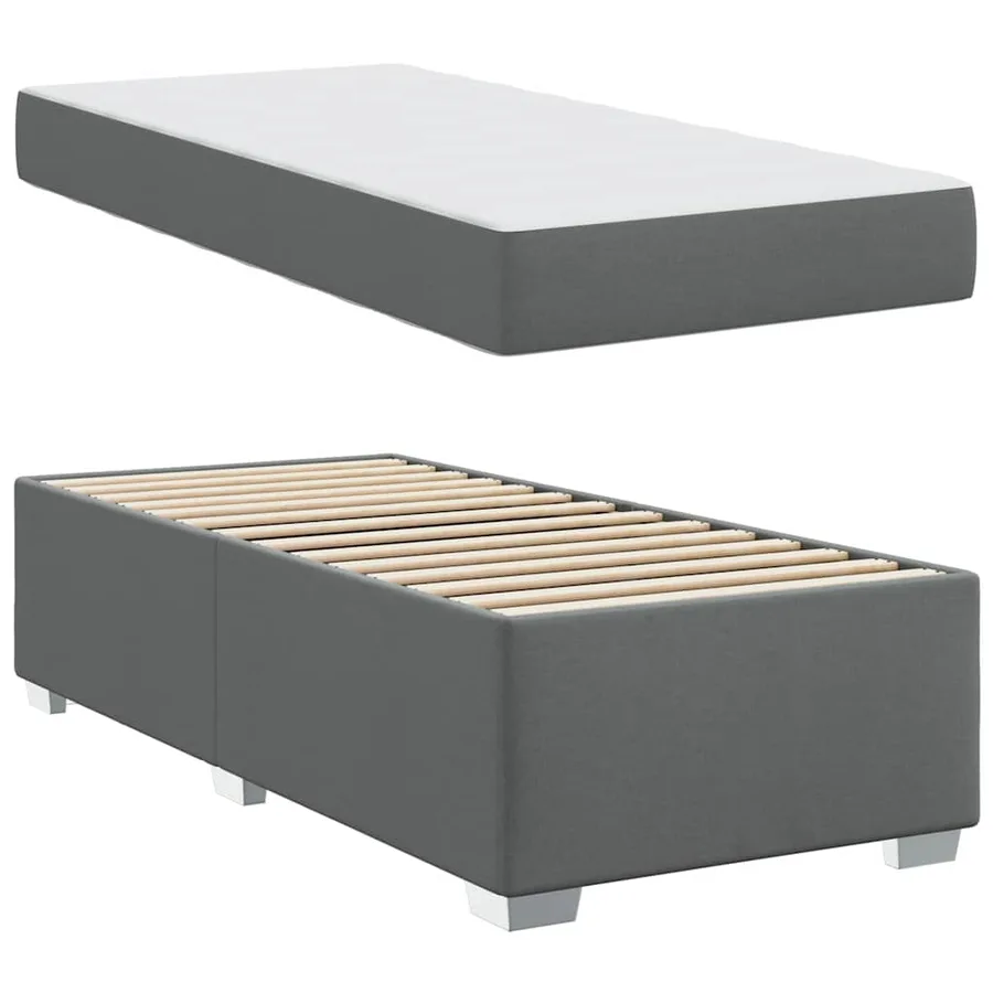 Cadre de lit avec matelas Gris foncé 90 x 190 cm tissu - 4