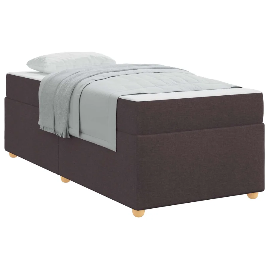 Cadre de lit avec matelas Marron foncé 100 x 200 cm tissu - 2