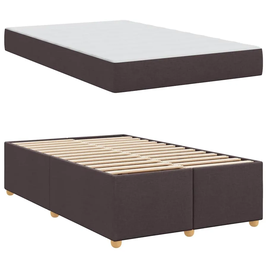Cadre de lit avec matelas Marron foncé 120 x 200 cm tissu - 4