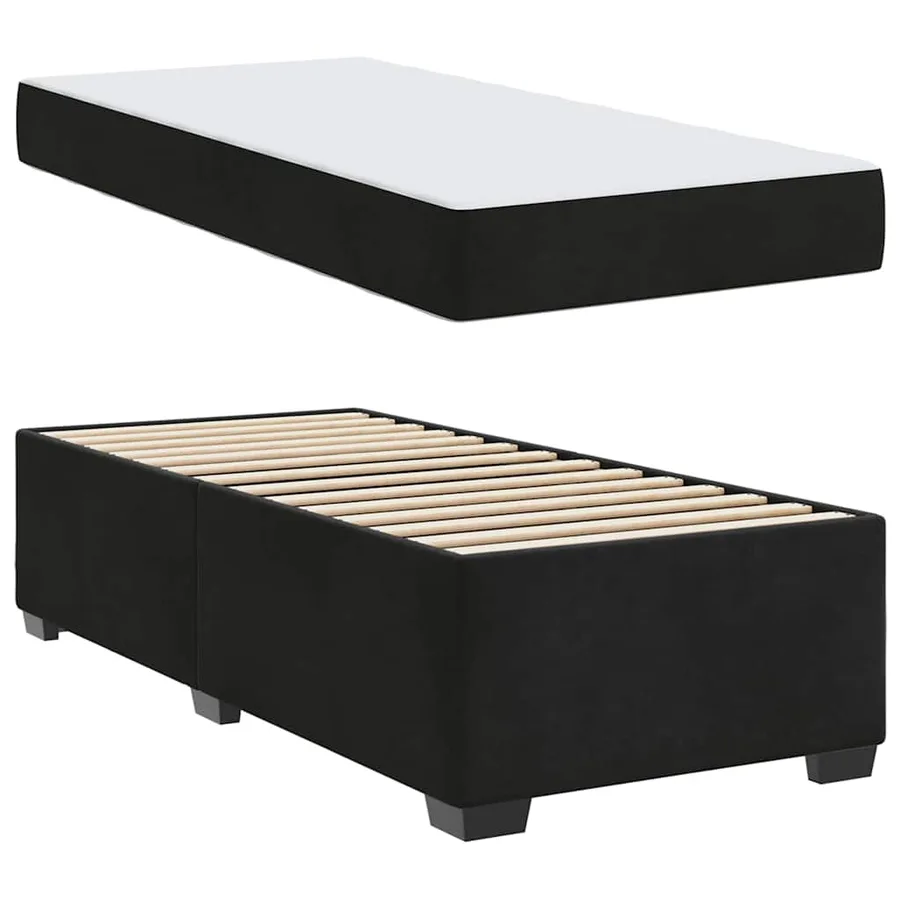 Cadre de lit avec matelas Noir 100 x 200 cm tissu - 4