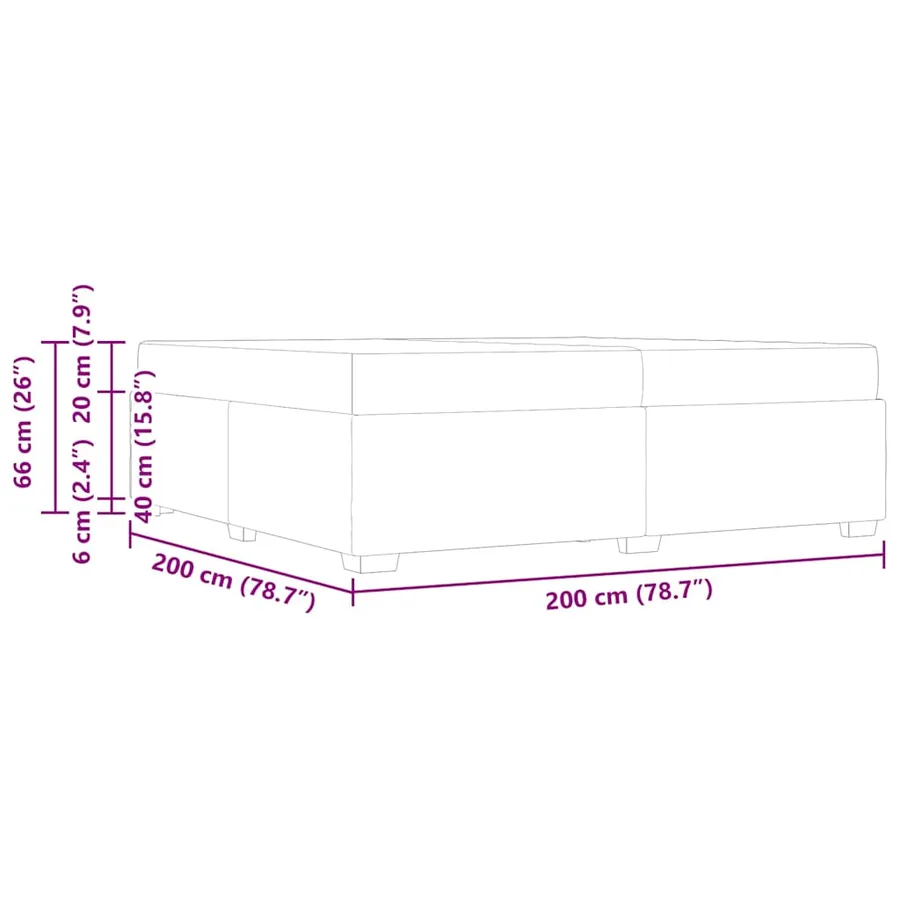 Cadre de lit avec matelas Gris clair 200 x 200 cm tissu - 11