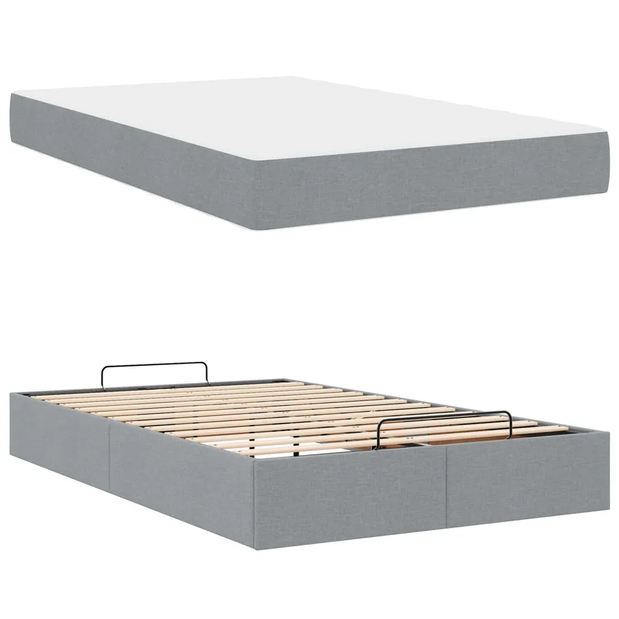 Cadre de lit avec matelas 2 pcs Gris clair tissu - 6