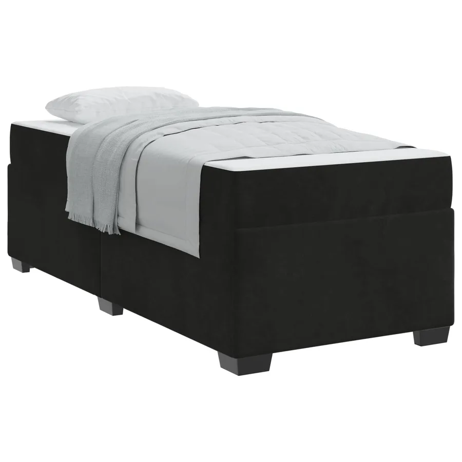Cadre de lit avec matelas Noir 90 x 190 cm tissu - 2