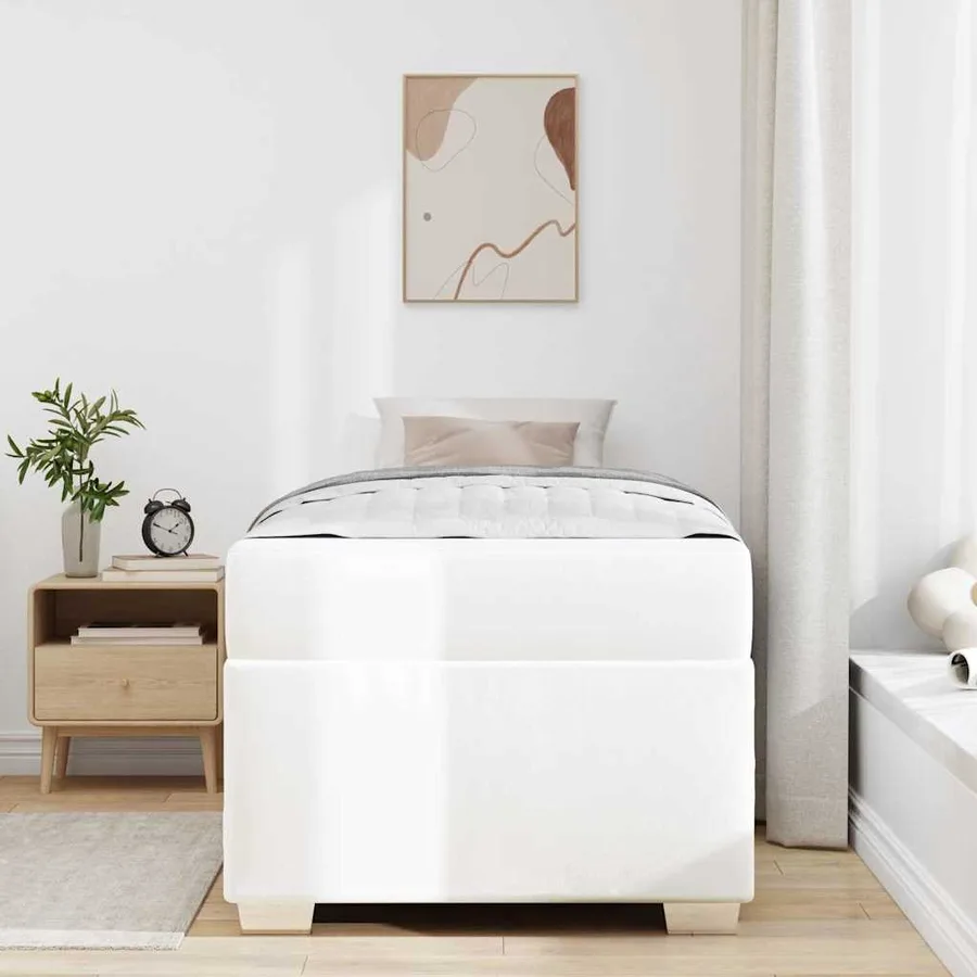 Cadre de lit avec matelas Blanc 90 x 190 cm tissu - 3