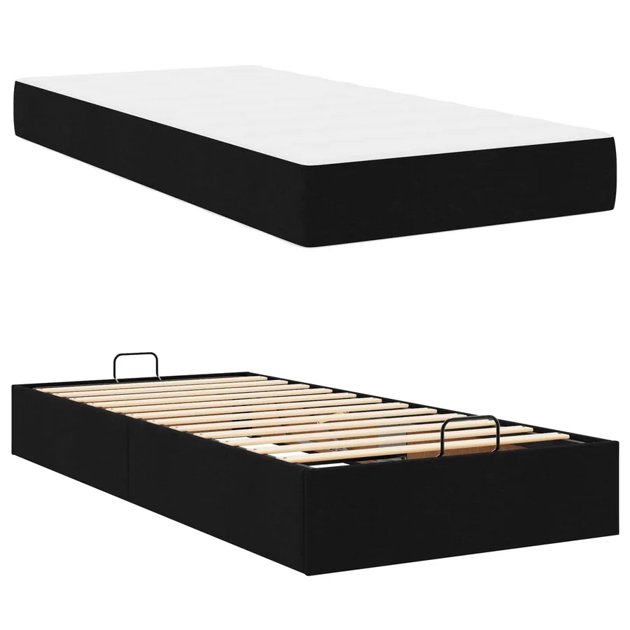 Cadre de lit avec matelas 2 pcs Noir tissu - 6