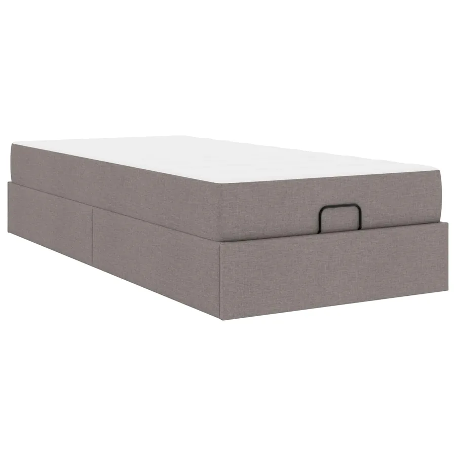 Cadre de lit avec matelas 2 pcs Taupe tissu - 2