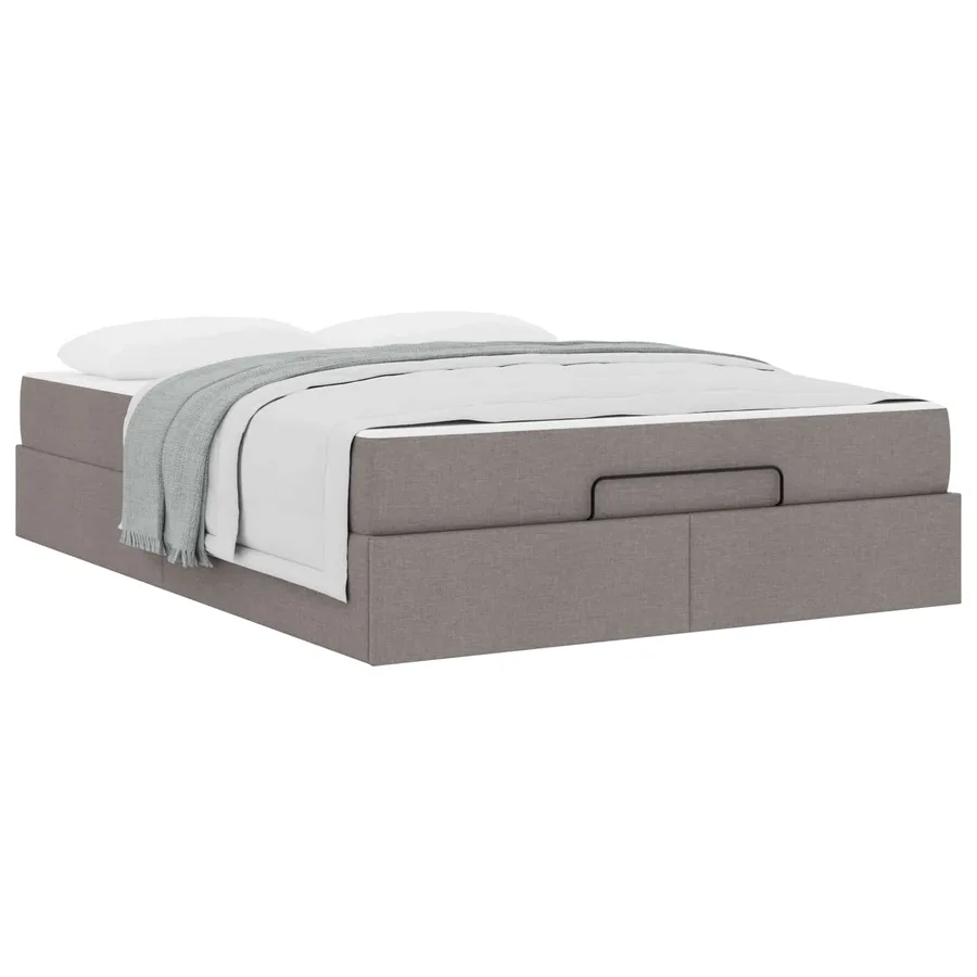 Cadre de lit avec matelas 2 pcs Taupe tissu - 3