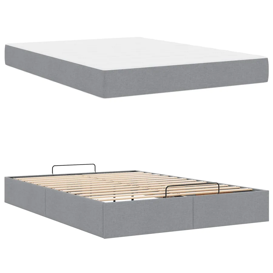 Cadre de lit avec matelas 2 pcs Gris clair tissu - 5