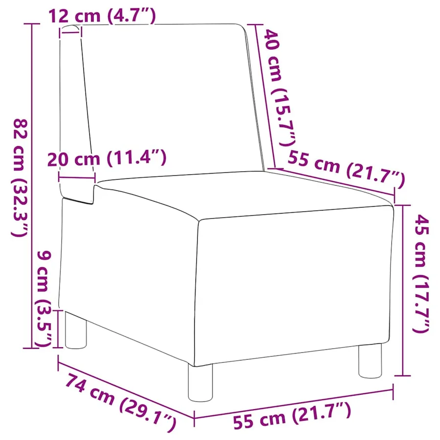 Unité de Sofa Modulaire Sans Accoudoirs 2 pcs Noir - 8