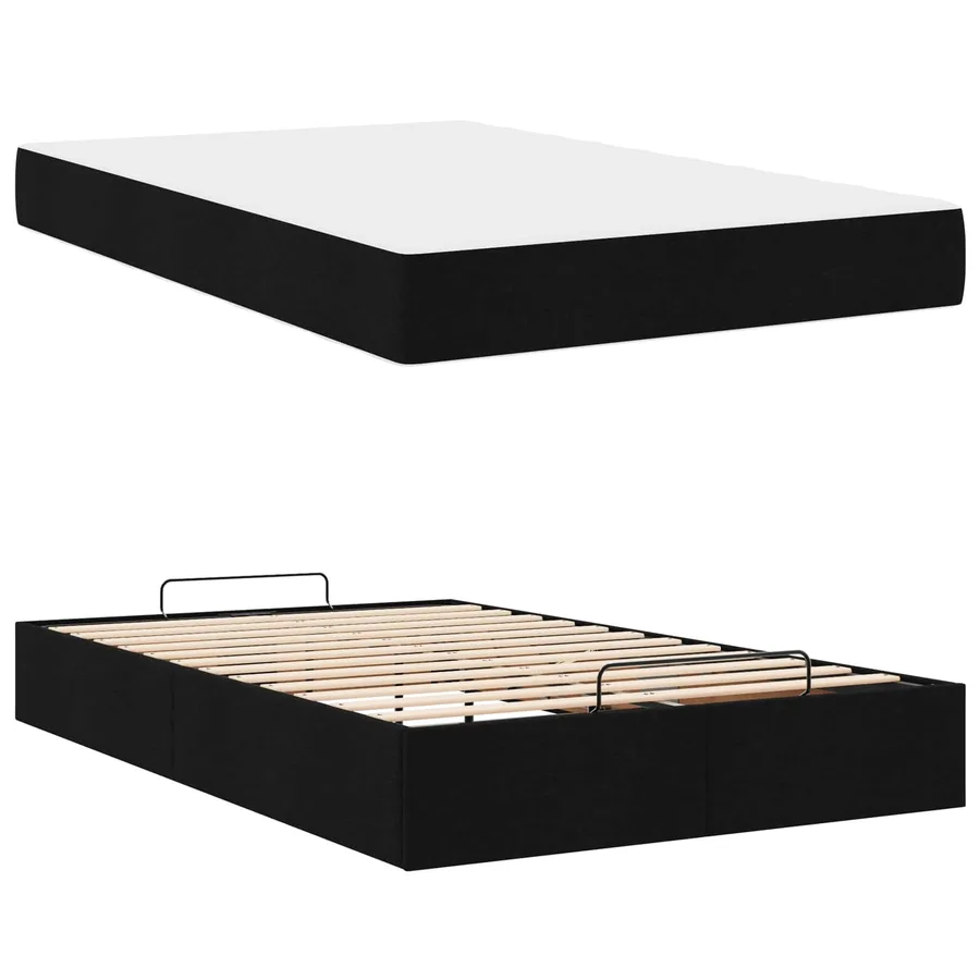 Cadre de lit avec matelas 2 pcs Noir tissu - 6