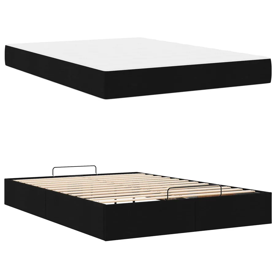 Cadre de lit avec matelas 2 pcs Noir tissu - 6