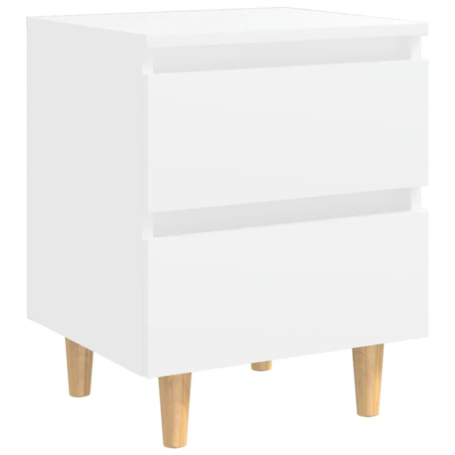 Tables de chevet avec pieds en pin 2 pcs Blanc 40x35x50 cm - 3