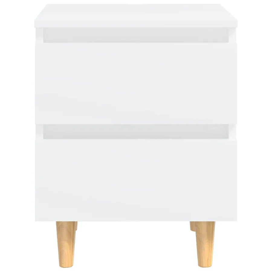Tables de chevet avec pieds en pin 2 pcs Blanc 40x35x50 cm - 4