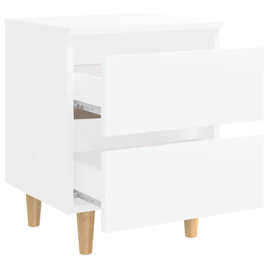 Tables de chevet avec pieds en pin 2 pcs Blanc 40x35x50 cm - 6