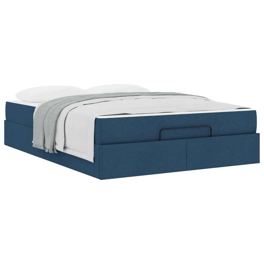 Cadre de lit avec matelas 2 pcs Bleu tissu - 3