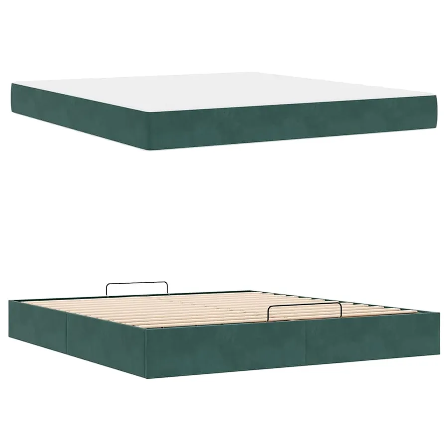 Cadre de lit avec matelas 2 pcs Vert Velours - 6