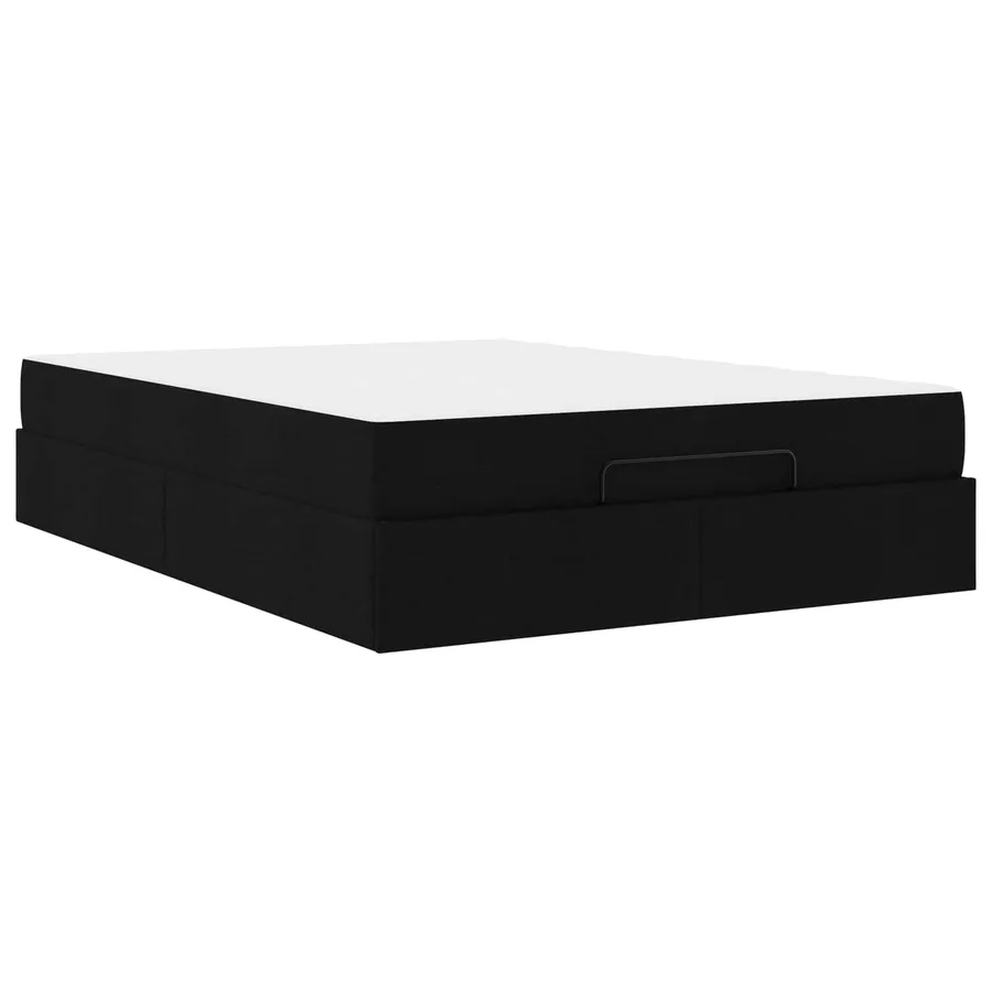 Cadre de lit avec matelas 2 pcs Noir tissu - 2