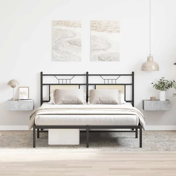 Tables de chevet flottantes 2 pcs Gris béton Bois d'ingénierie