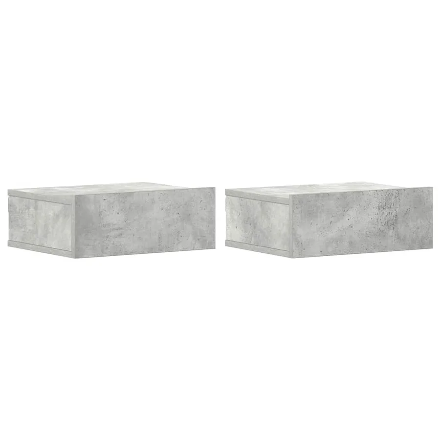 Tables de chevet flottantes 2 pcs Gris béton Bois d'ingénierie - 2