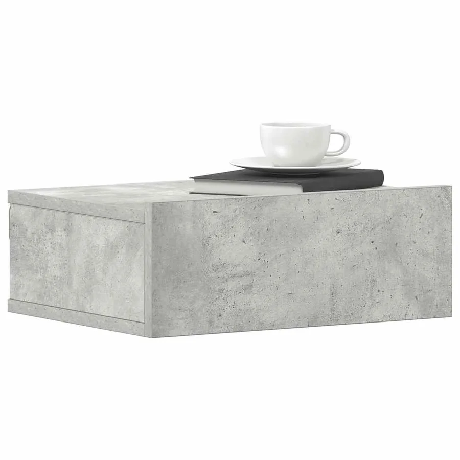 Tables de chevet flottantes 2 pcs Gris béton Bois d'ingénierie - 4