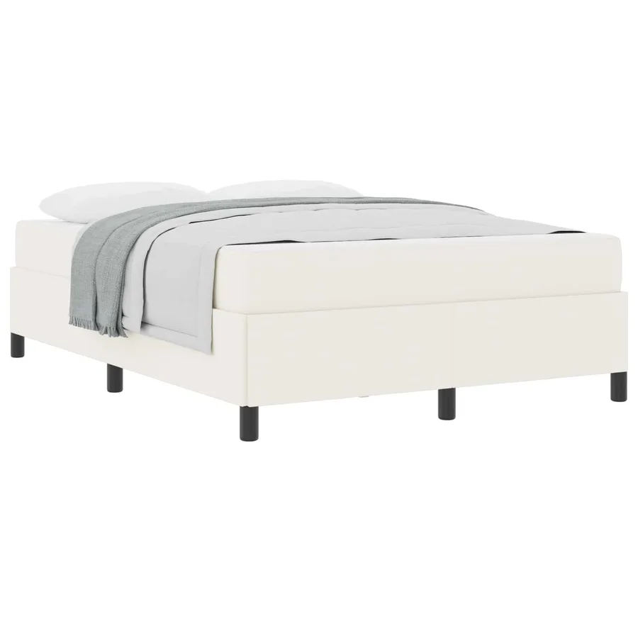 Cadre de lit avec matelas Crème 160 x 200 cm tissu - 2