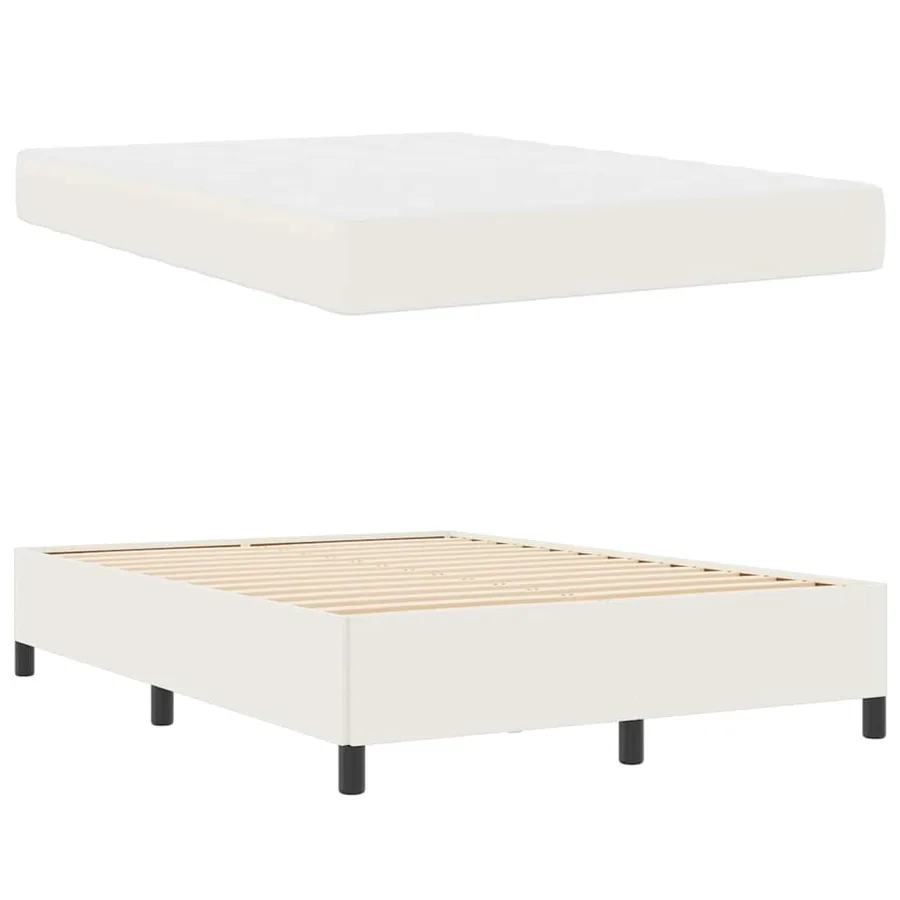 Cadre de lit avec matelas Crème 160 x 200 cm tissu - 4