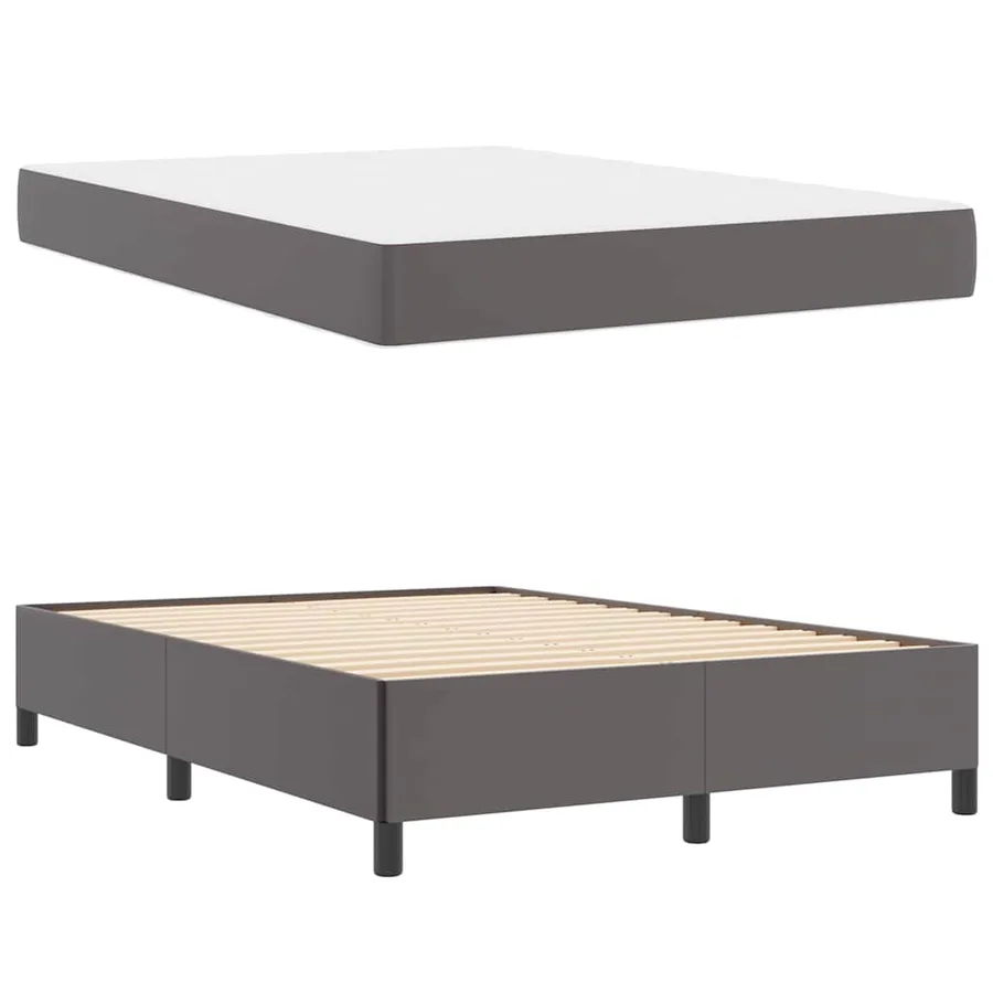 Cadre de lit avec matelas Gris 140 x 190 cm tissu - 6
