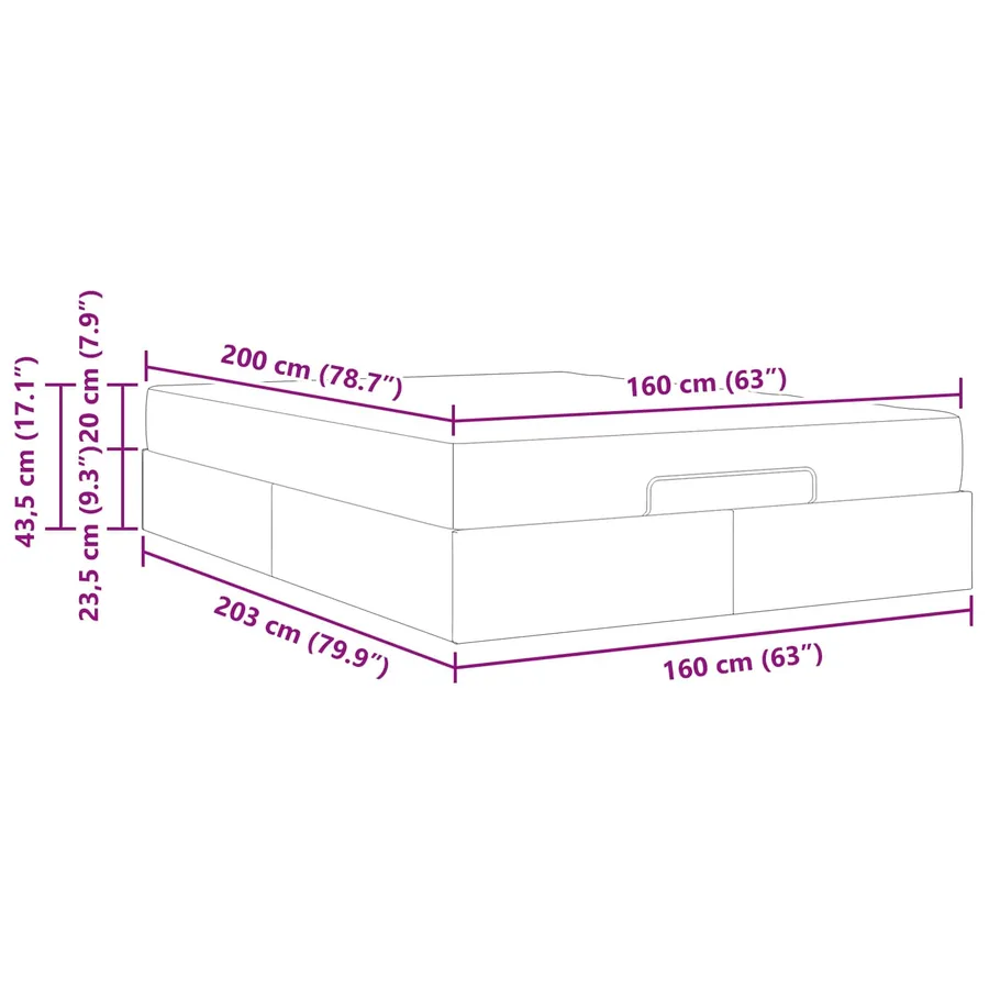 Cadre de lit avec matelas Autre 2 pcs Gris PVC - 14