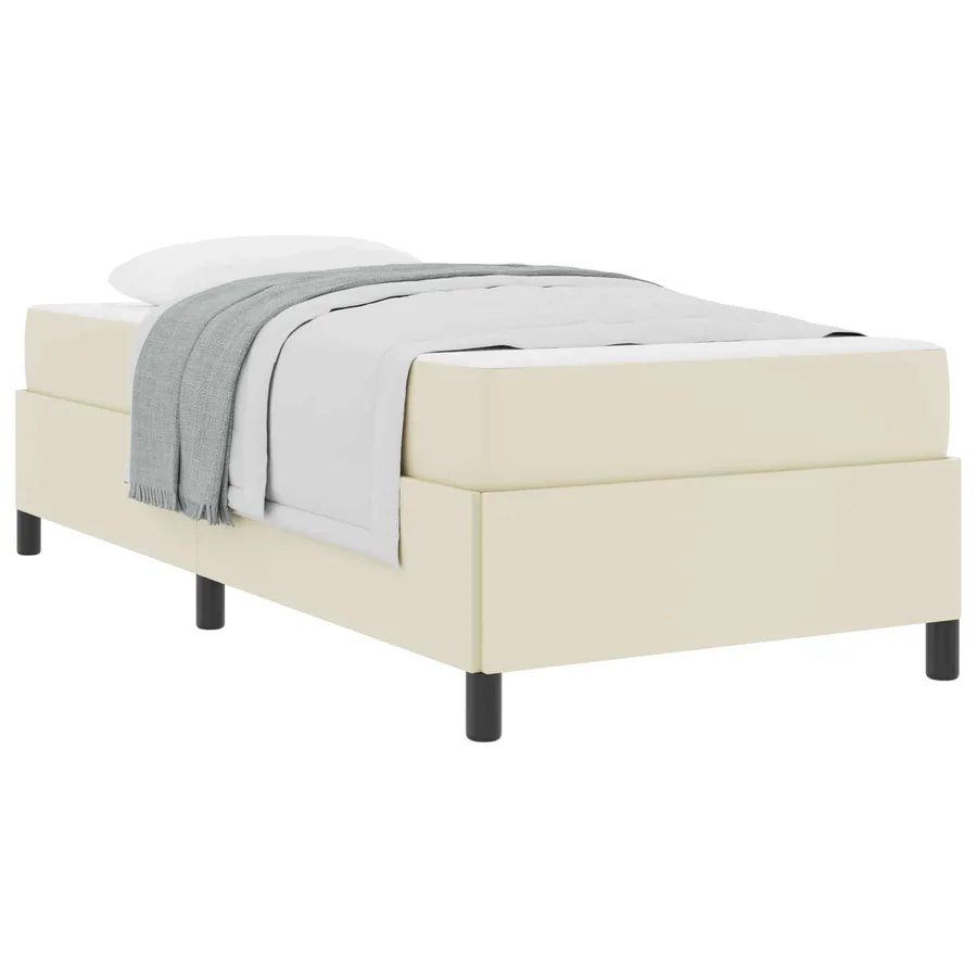 Cadre de lit avec matelas Crème 90 x 200 cm tissu - 2