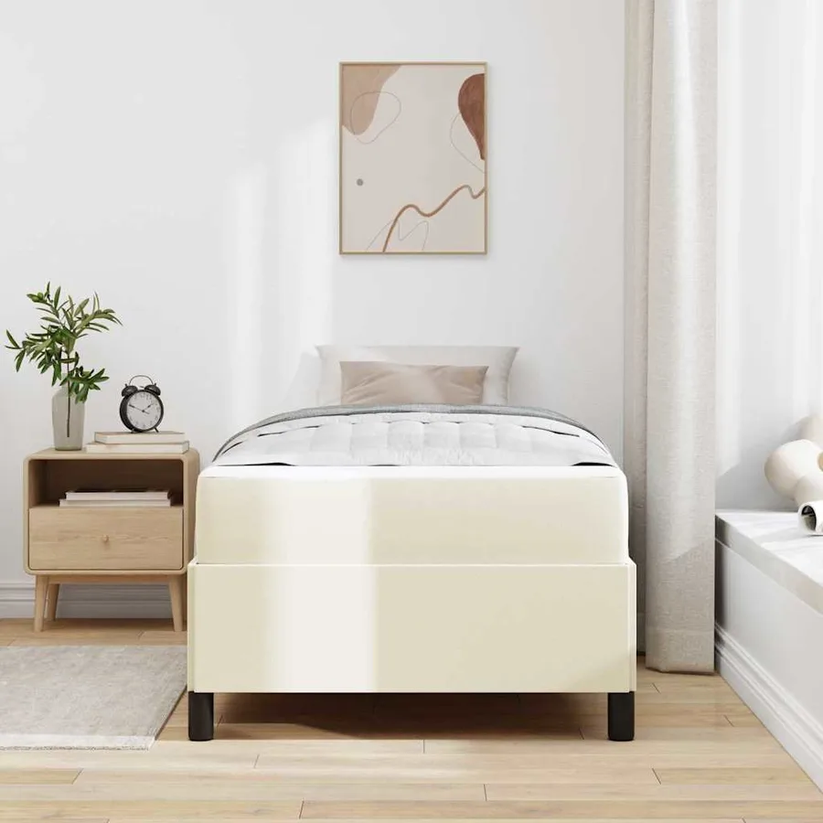 Cadre de lit avec matelas Crème 90 x 200 cm tissu - 3