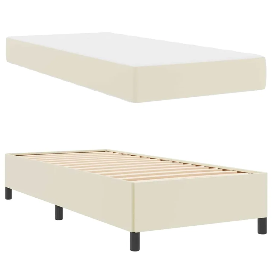 Cadre de lit avec matelas Crème 90 x 200 cm tissu - 6