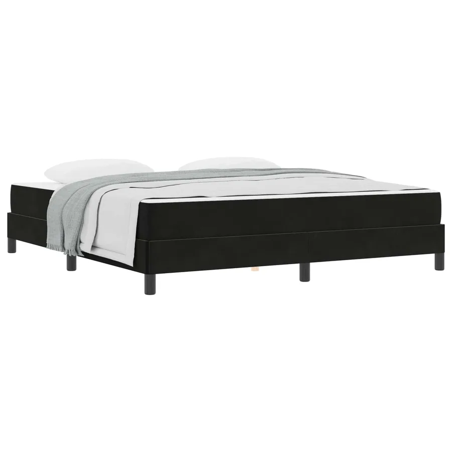 Lit à ressorts avec matelas Noir 180 x 200 cm tissu - 2