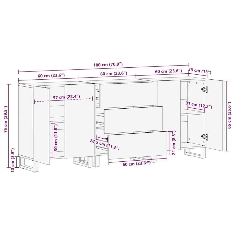 Ensemble de mobilier de salle de bain avec tiroir 3 pcs Marron - 12