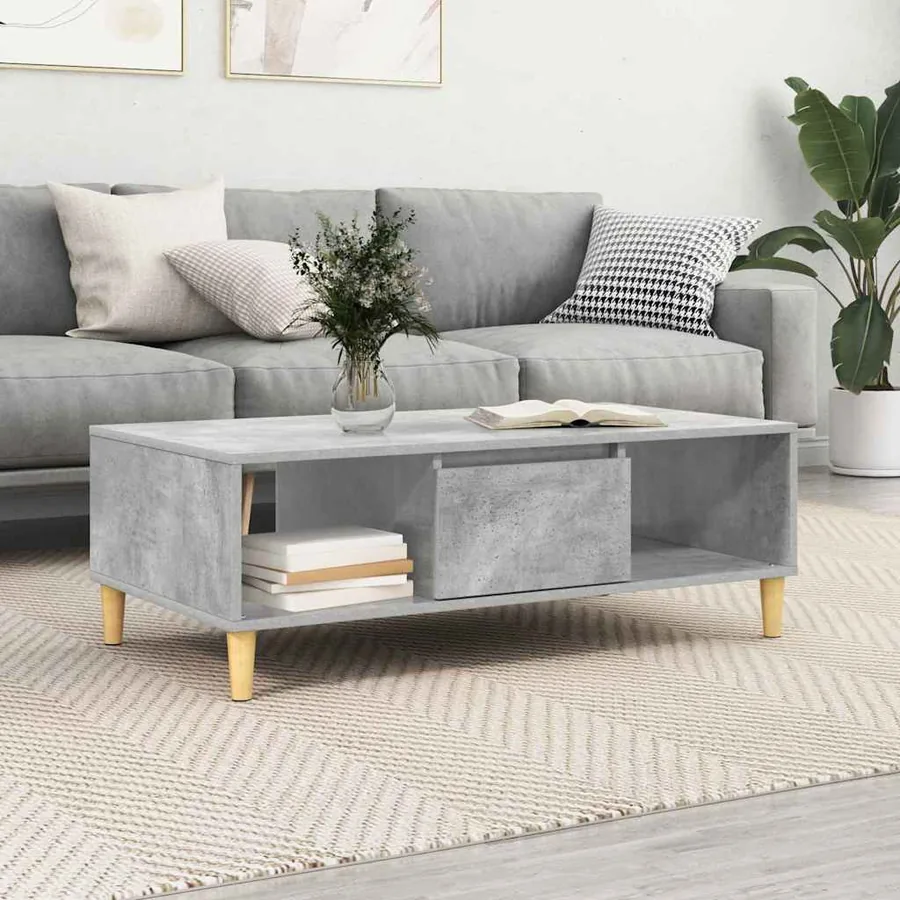 Table basse Gris béton 102 x 55 x 35 cm Bois d'ingénierie