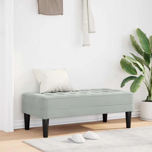 banc avec coussin Gris clair 113 x 57 x 39 cm Velours