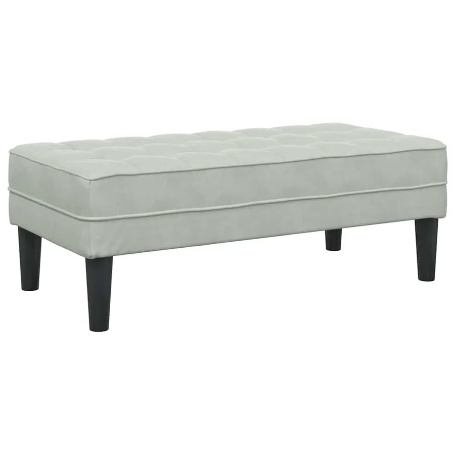 banc avec coussin Gris clair 113 x 57 x 39 cm Velours - 2