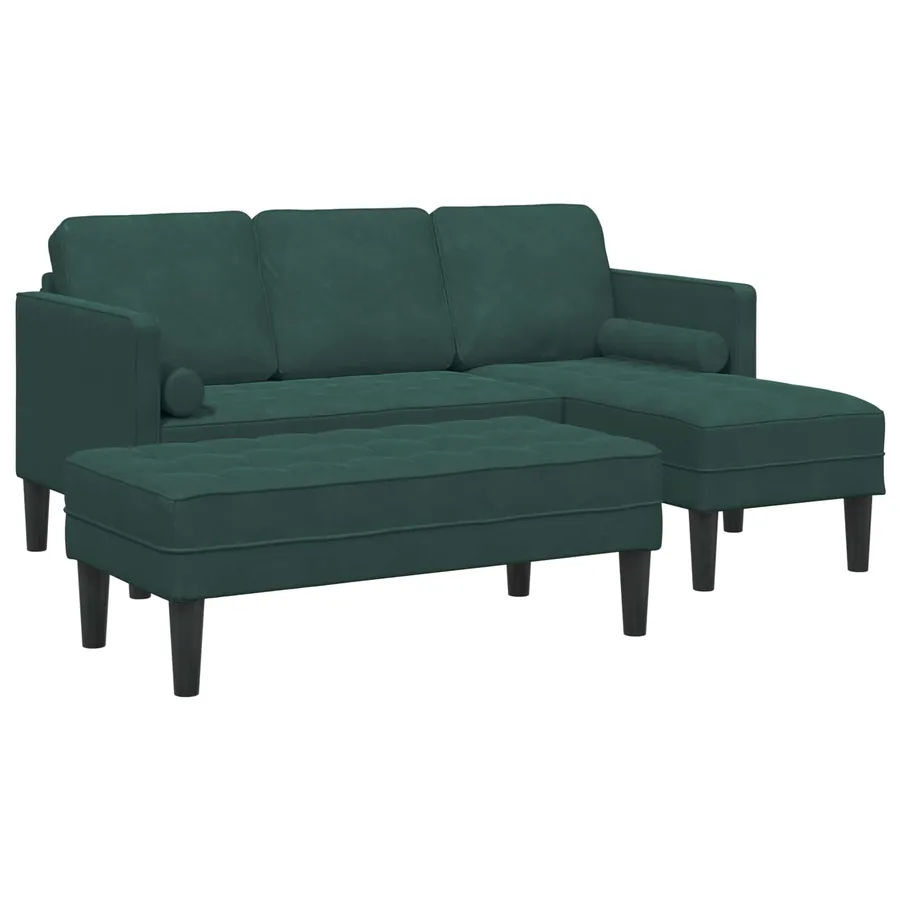 Ensemble de Canapés avec coussin 2 pcs Vert foncé Polyester