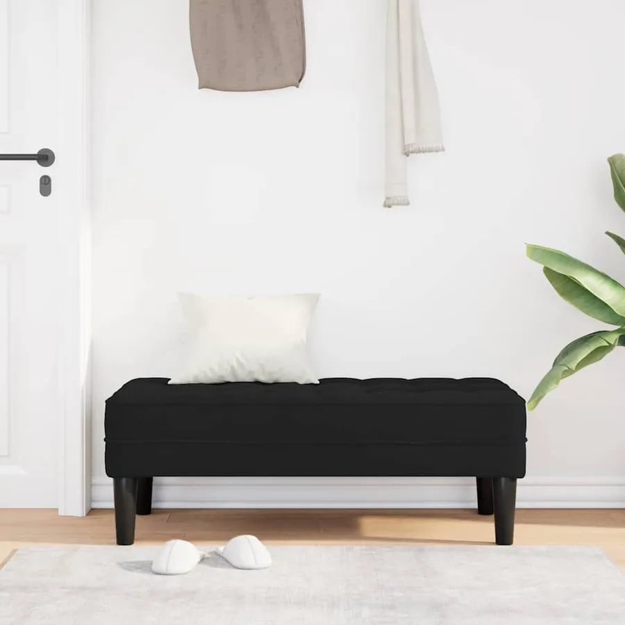 banc avec coussin Noir 113 x 57 x 39 cm Velours - 3