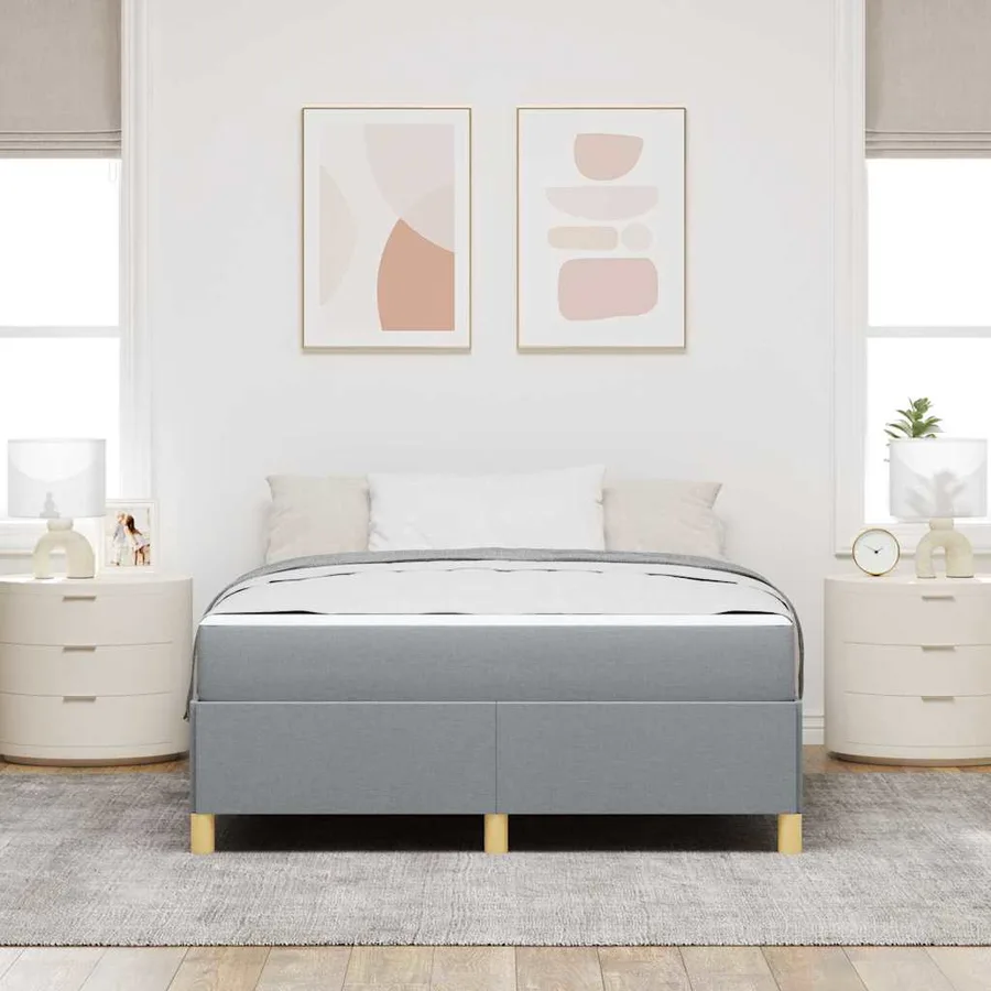 Cadre de lit avec matelas Gris clair 160 x 200 cm tissu - 3