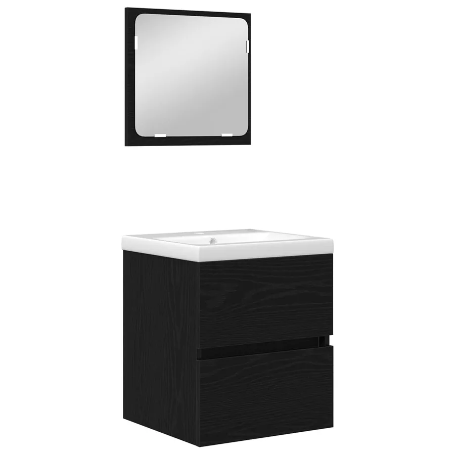 Ensemble de mobilier de salle de bain 2 pcs Chêne noir et Blanc - 2