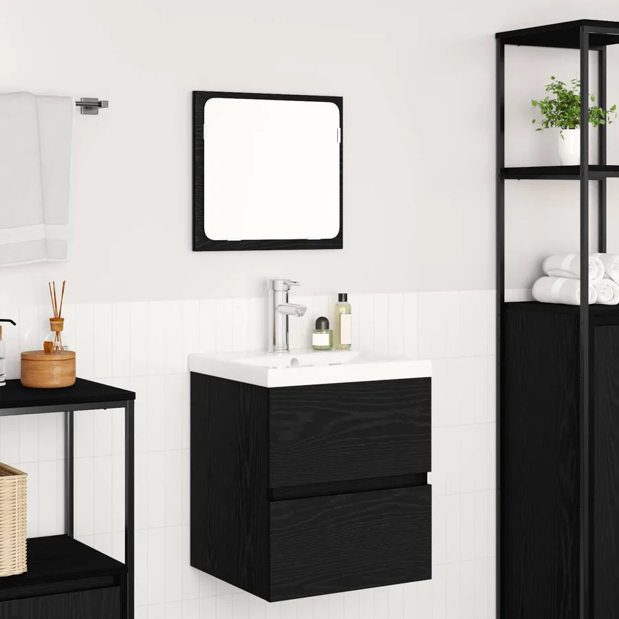 Ensemble de mobilier de salle de bain 2 pcs Chêne noir et Blanc - 4