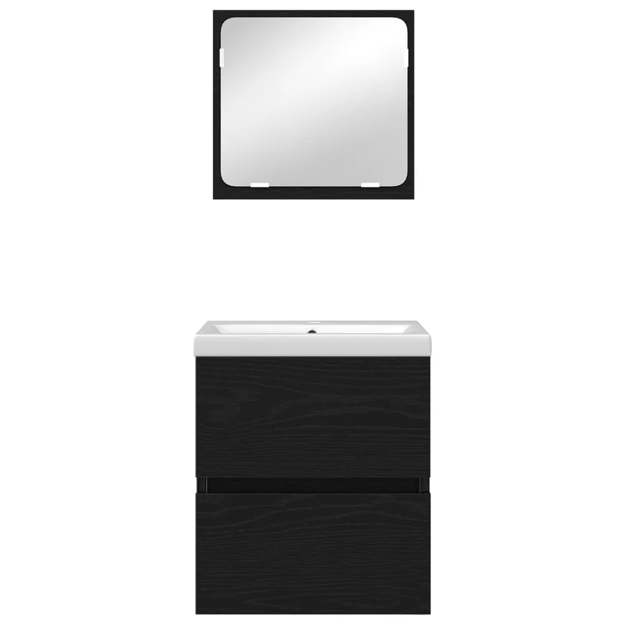 Ensemble de mobilier de salle de bain 2 pcs Chêne noir et Blanc - 7