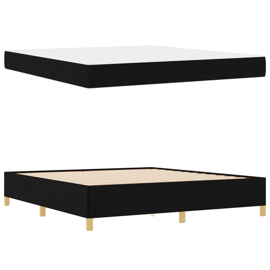 Cadre de lit avec matelas Noir 180 x 200 cm tissu - 5