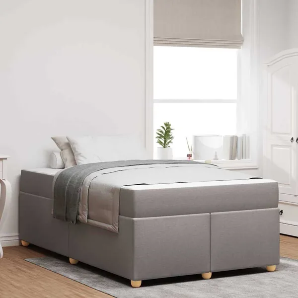 Cadre de lit avec matelas Taupe 120 x 190 cm tissu