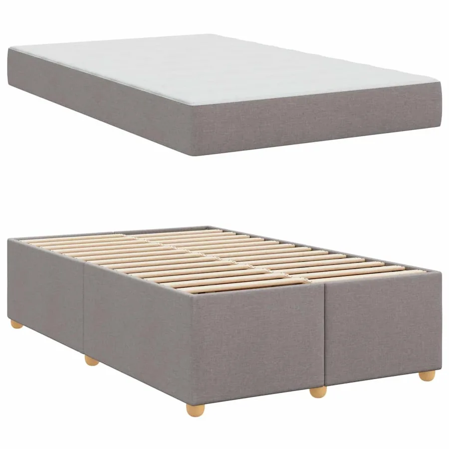 Cadre de lit avec matelas Taupe 120 x 190 cm tissu - 4