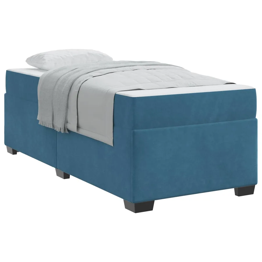Cadre de lit avec matelas Bleu foncé 100 x 200 cm tissu - 2