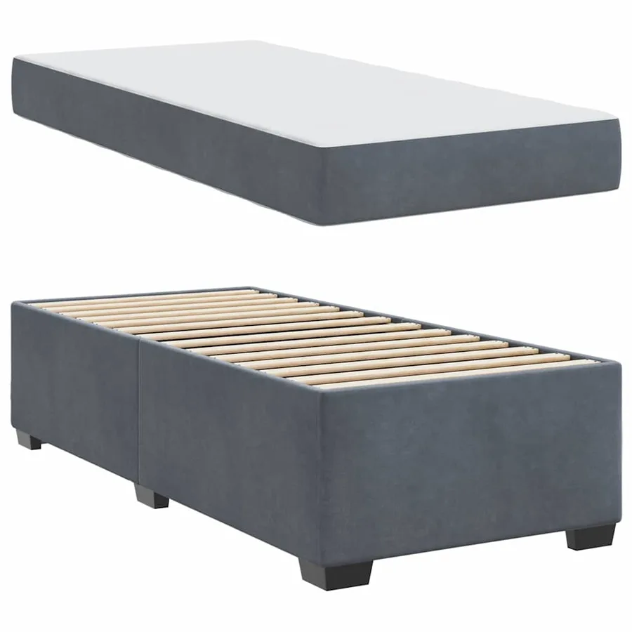 Cadre de lit avec matelas Gris foncé 80 x 200 cm tissu - 4