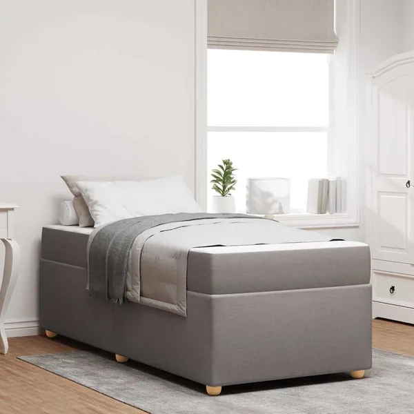 Cadre de lit avec matelas Taupe 90 x 190 cm tissu