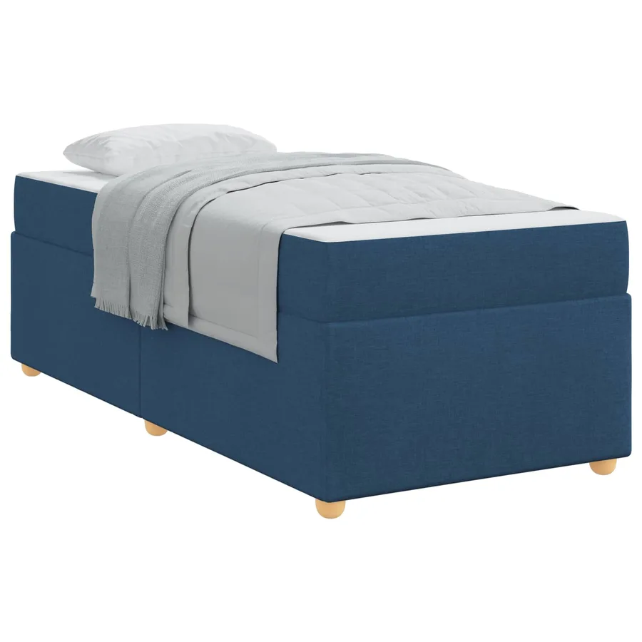 Cadre de lit avec matelas Bleu 90 x 190 cm tissu - 2